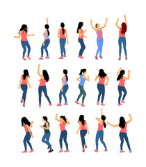 Party dancer handsome girl vector illustration. Nightlife party dancing. Disco club event. Birthday celebration. Teenager in good mood. Fun  entertainment. Young woman enjoying in music. DJ clubbing.