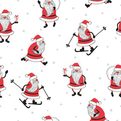 Seamless Christmas pattern with Santa Claus.