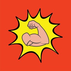 Muscular arm icon, Simple vector logo