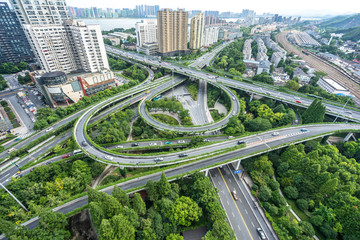 Naklejka premium aerial view of the city