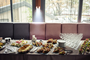 Buffet table at a wedding. Wedding decorations trend
