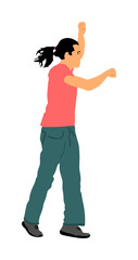 Party dancer handsome boy vector illustration. Nightlife party dancing concept. Disco club event. Birthday celebration. Teenager in good mood. Fun  entertainment. Young man music enjoying. Dj clubbing