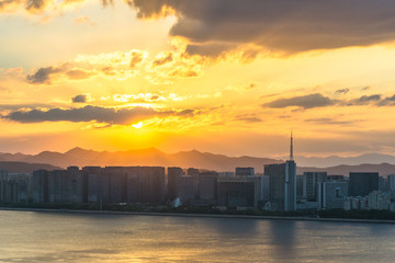 panoramic city skyline in hangzhou china