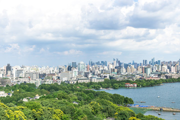 panoramic city skyline in hangzhou china