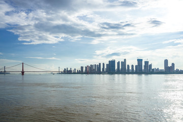 panoramic city skyline in wuhan china