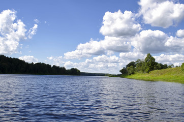 Wide river in summer