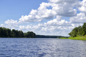 Wide river in summer