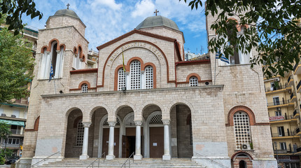 Fototapeta na wymiar Thessaloniki, Greece - August 30, 2018: Orthodox church of Ekklisia Panagia Dexia in the center of city of Thessaloniki, Central Macedonia, Greece