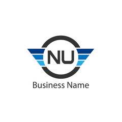 Initial Letter NU Logo Template Design