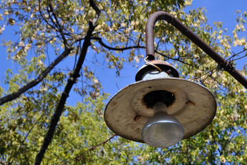 ancient street lamp on the streets of the city