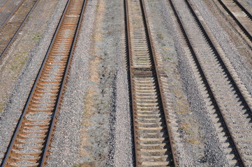 Fototapeta premium Background. Railroad tracks at a major railway station