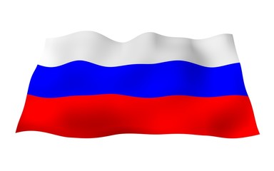 Waving flag of the Russian Federation. The National. State symbol of the Russia. 3D illustration