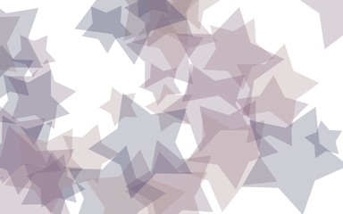 Multi Colored translucent stars on a white background. Red tones. 3D illustration