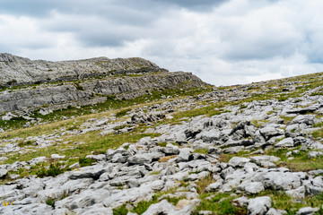Fototapeta na wymiar Dull and muted view hike in the Burren in Ireland