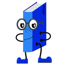 Fototapeta premium Blue book,cartoon character, sad, vector illustration
