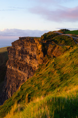 The cliffs of moher during sunset and golden hour