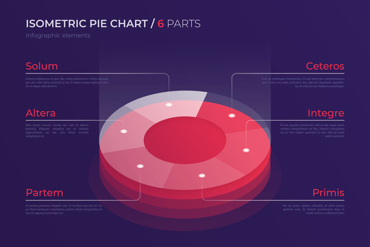 Vector Isometric Pie Chart Design, Modern Template For Creating 