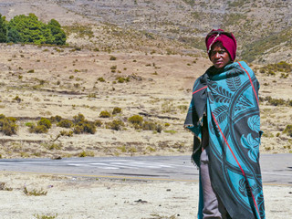 In the African Kingdom of Lesotho, the Basotho people wear traditional tribal blankets on special occasions. - obrazy, fototapety, plakaty