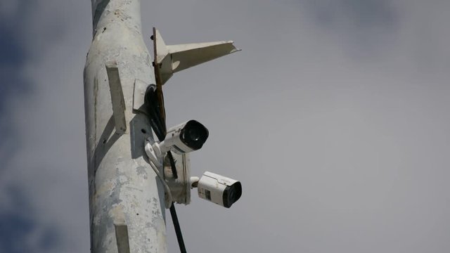  Professional video of security camera on electric pole