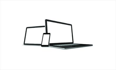 Set realistic Monitors laptop tablet and phone vector illustration