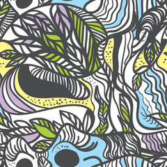 Seamless pattern with leaves motifs