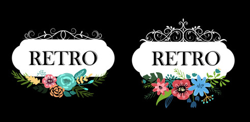 Hand drawn cute floral logo template