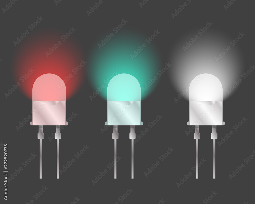 Canvas Prints three diodes of different colors. vector on a gray background