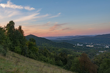 Normafa autumn sunset landscape in Budapest Hungary 