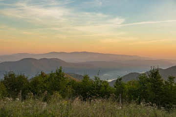 Preacher-chair sunrise landscape in Hungarian nature trail outdoor