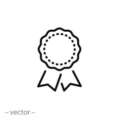 cockade icon, award linear sign isolated on white background - editable vector illustration eps10