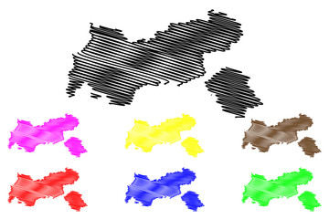 Obraz premium Tyrol (Republic of Austria) map vector illustration, scribble sketch Tyrol (state) map