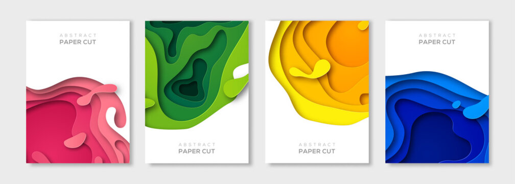 Vertical paper cut banners set