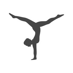 Silhouette of a gymnast woman, simple vector icon