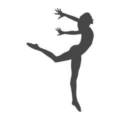 Silhouette of a gymnast woman, simple vector icon
