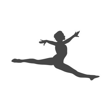 Silhouette of a gymnast woman, simple vector icon