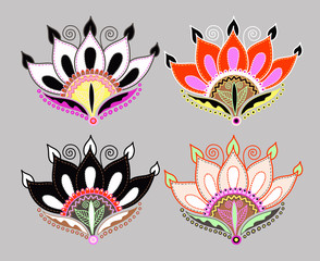 hand drawing of doodle lotus flower for trendy design