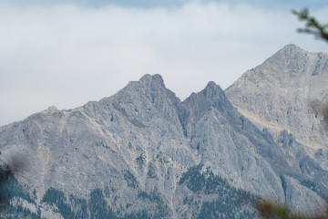Closeup of a mountain in Banff National Park