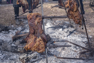 Stake asado, an Argentinian typical way of cooking meat.