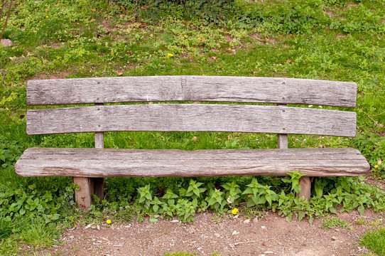 Old wooden bench in early spring