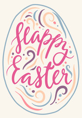 easter theme . colorful handdrawn egg with elements