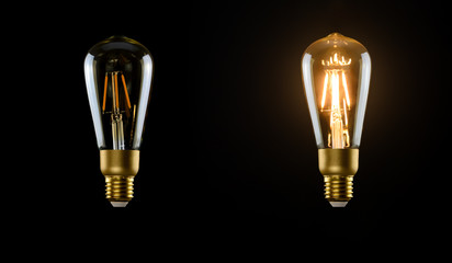 The bulbs on black background.
