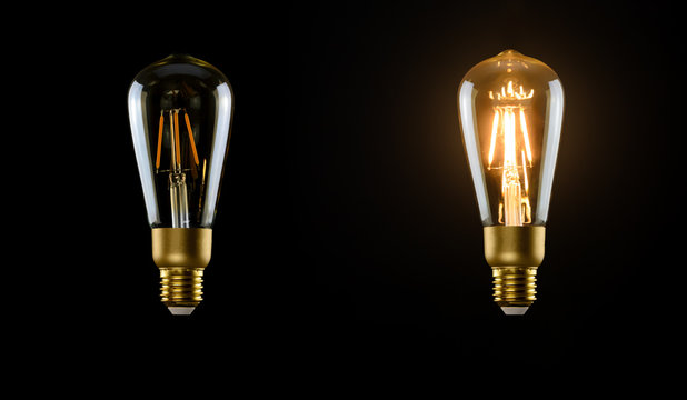 The bulbs on black background.