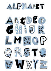 english hand drawn vector alphabet