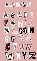 english hand drawn vector alphabet