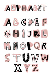 english hand drawn vector alphabet