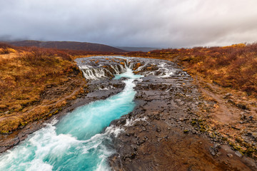 Bruarfoss in Iceland in autumn