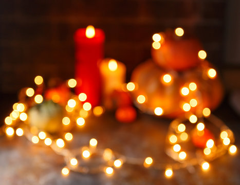 Candles and Halloween pumpkins