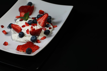 Curd dessert with fresh berries