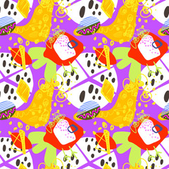 doodle abstract trendy seamless pattern, modern contemporary art
