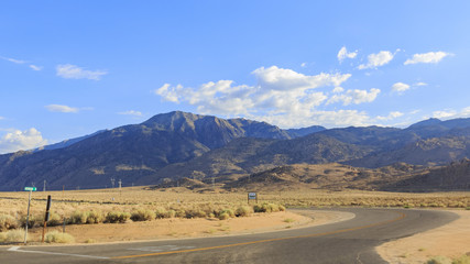 Stunning rural highway 395 landscape with beautiful clouds